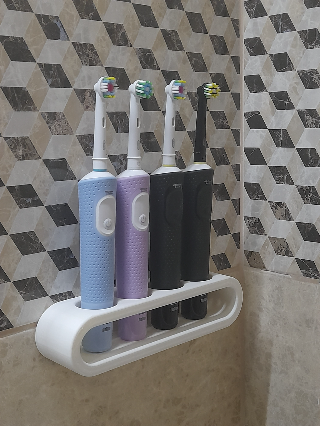 4’lü Elektrikli Diş Fırçası Duvar Askısı | Duvara Monte Diş Fırçalık | Banyo Düzenleyici Stand